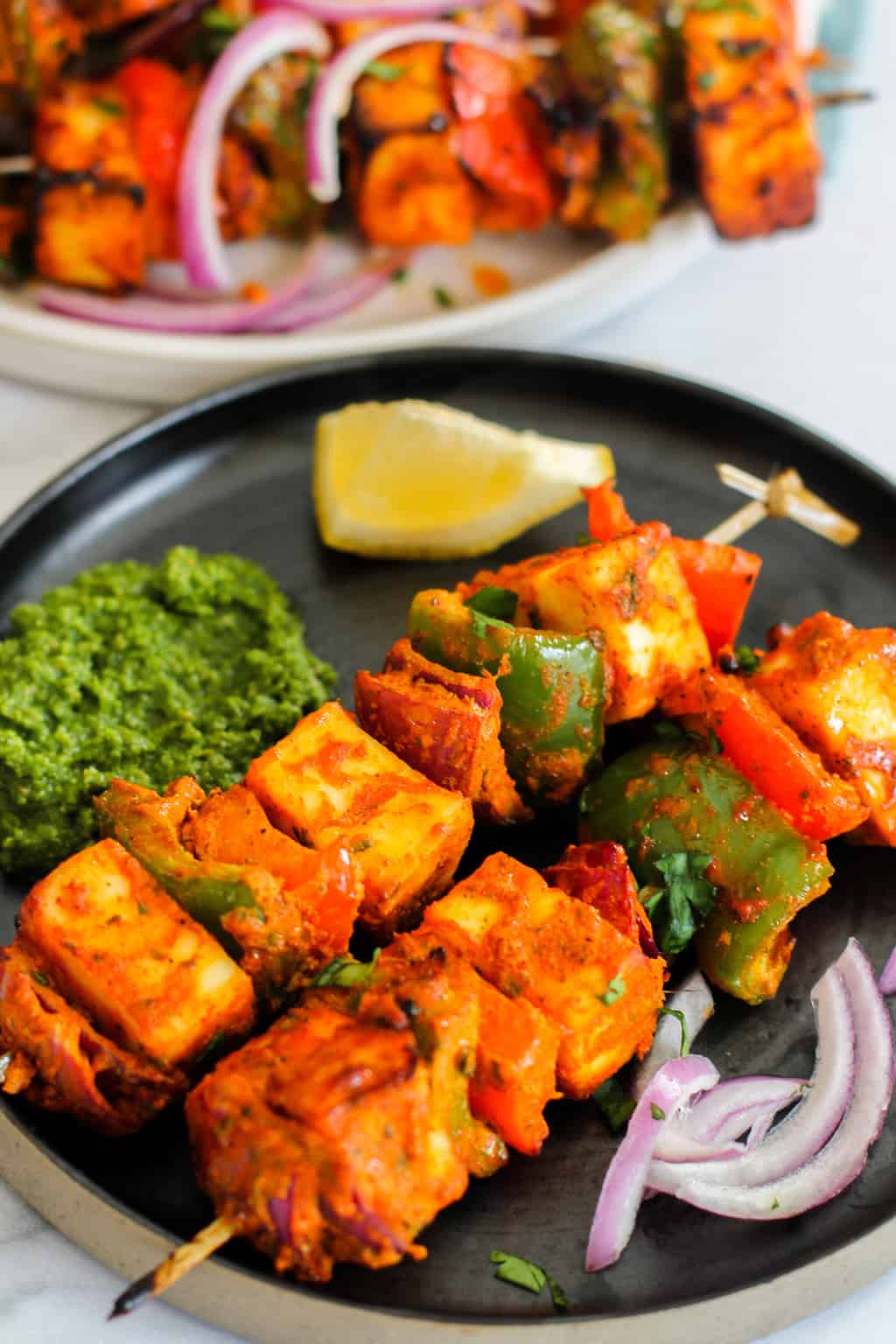 Paneer tikka skewers