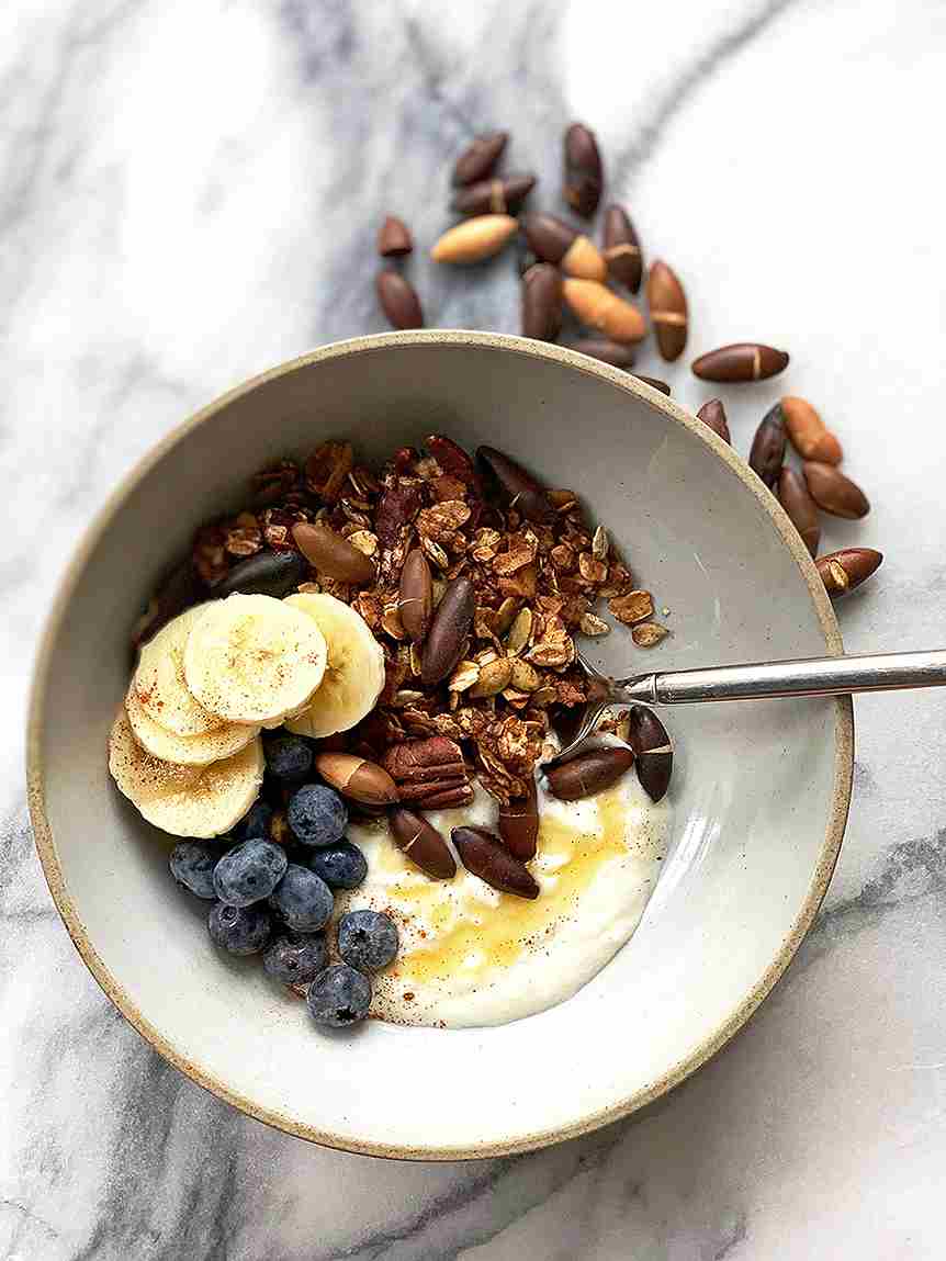 Yogurt topped with nuts and seeds