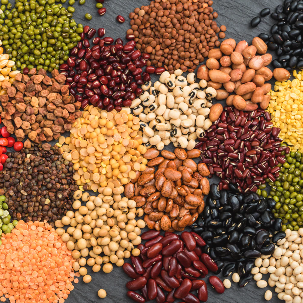 Different types of lentils and dals