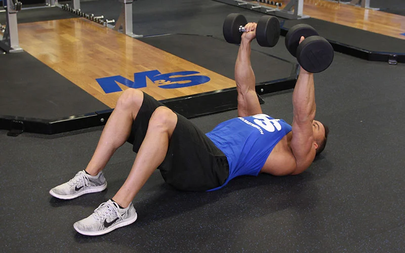 Top position of dumbbell floor press