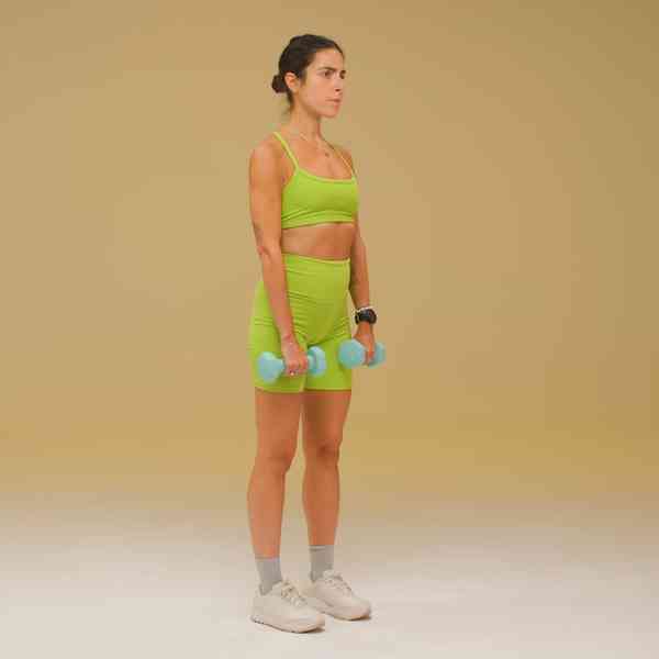 Bottom position of dumbbell Romanian deadlift