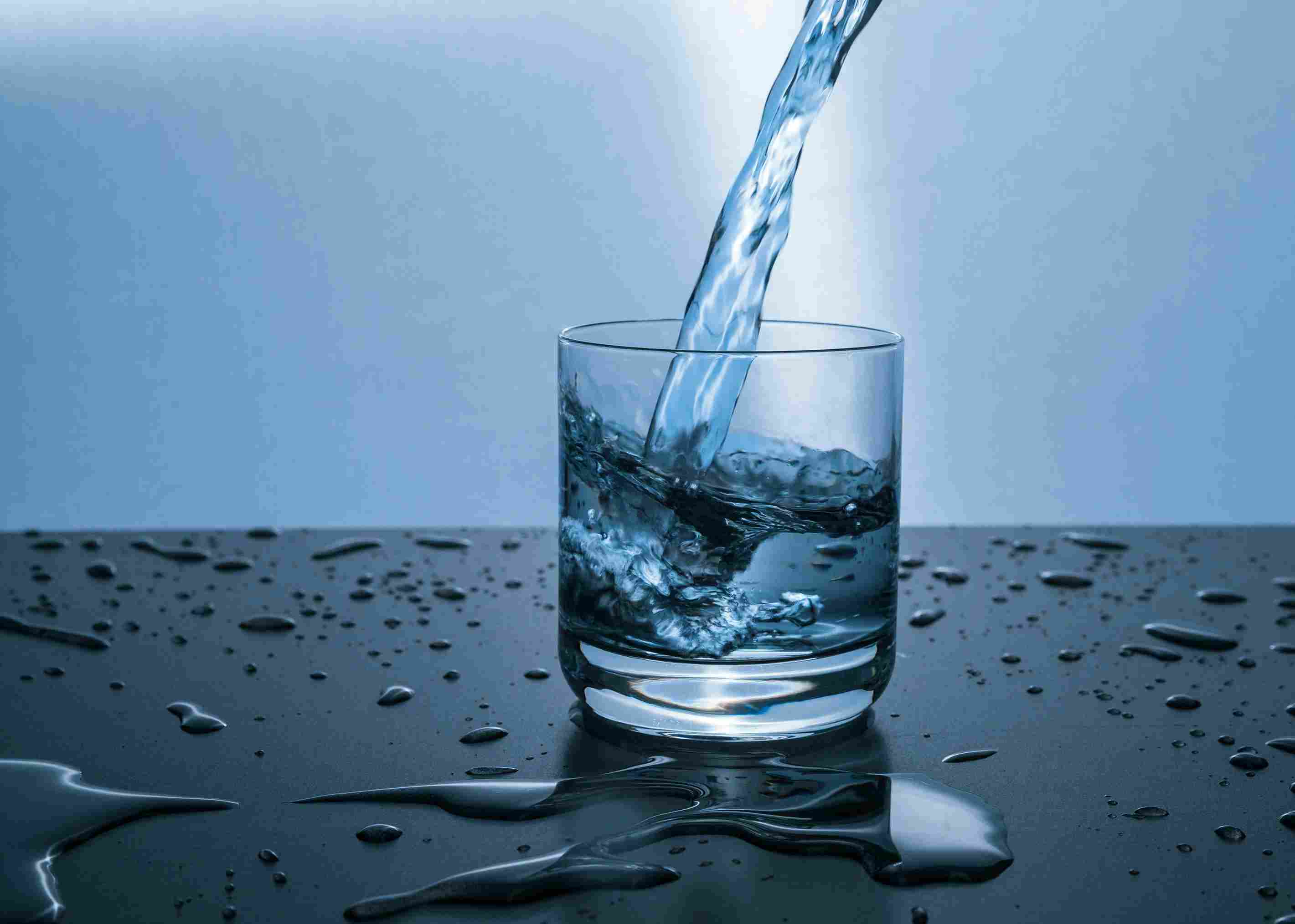Glass of water on table